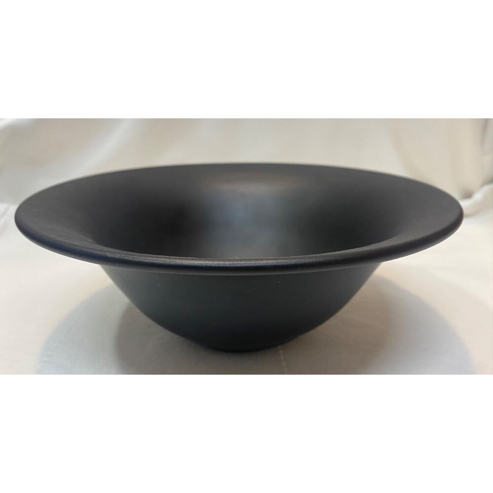 Vintage Tiffin Black Satin Glass Art Deco Serving Fruit Bowl 9-1/4 inches